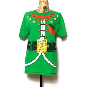 Dec 25th Green Candy Cane Christmas Elf T-Shirt M